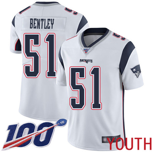 New England Patriots Football #51 100th Season Limited White Youth Ja Whaun Bentley Road NFL Jersey->youth nfl jersey->Youth Jersey